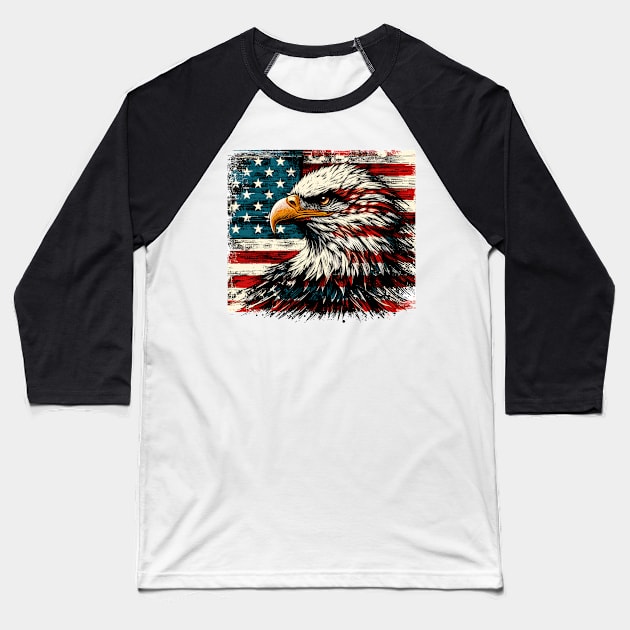 Usa Flag Baseball T-Shirt by Vehicles-Art